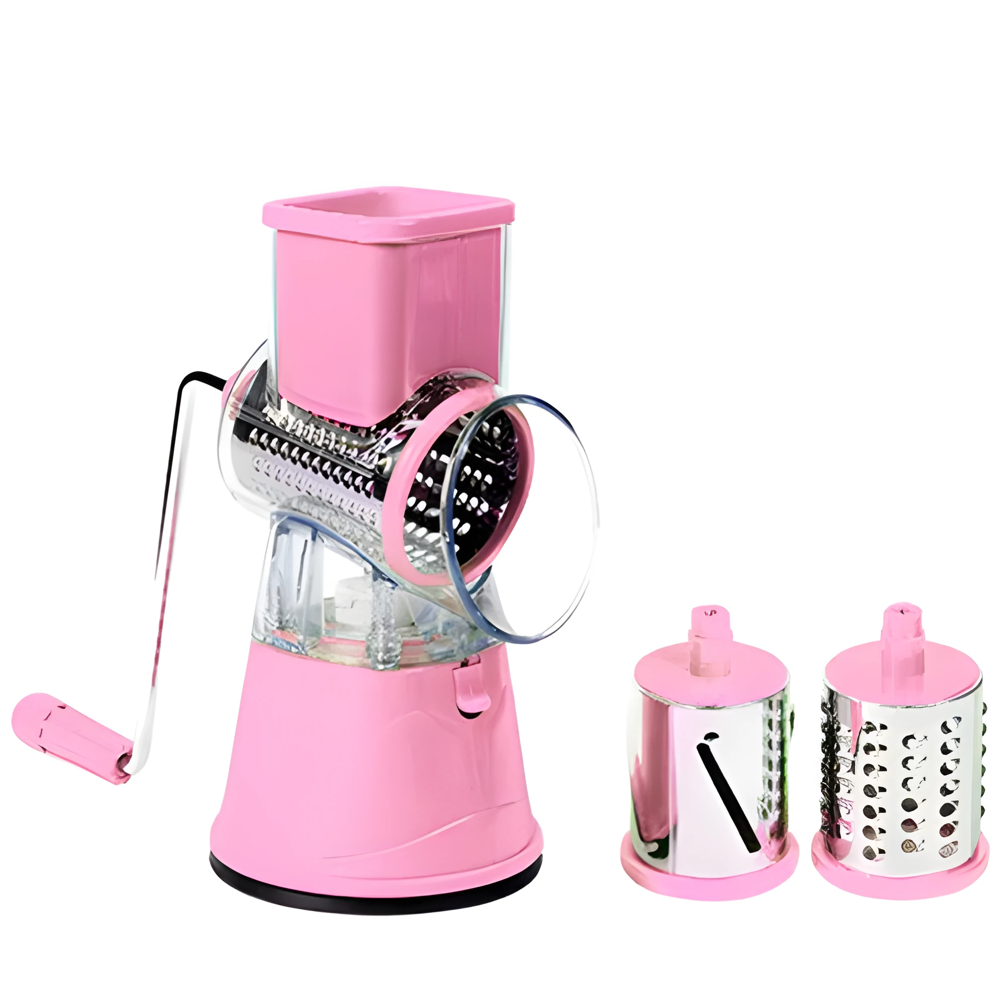 Manual multifunction drum cutter stainless steel vegetable slicer hand crank grater in blue