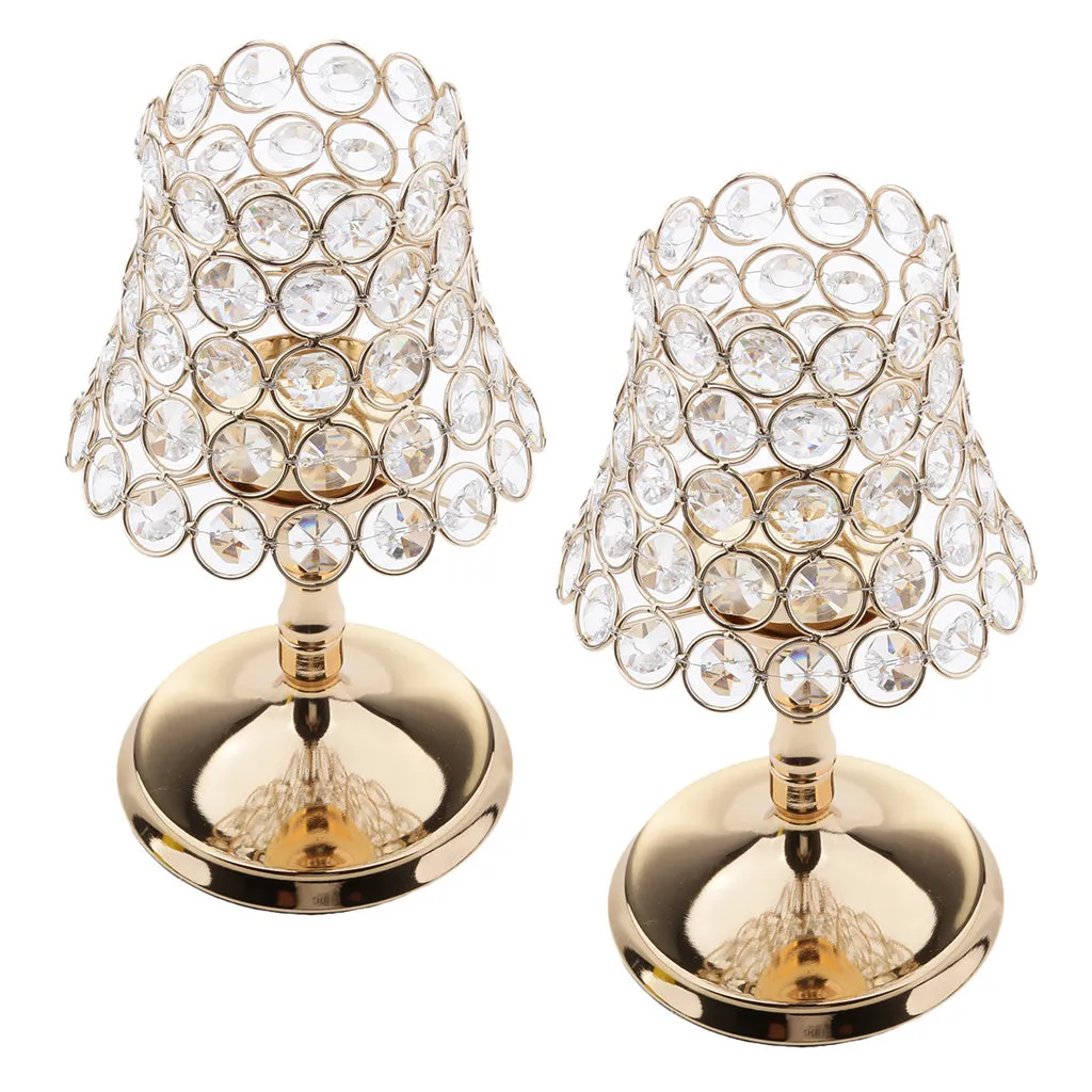 Iron candle holder with crystal bowl on a table, electroplated finish, 13x13x17 cm size suitable for flameless electronic candles