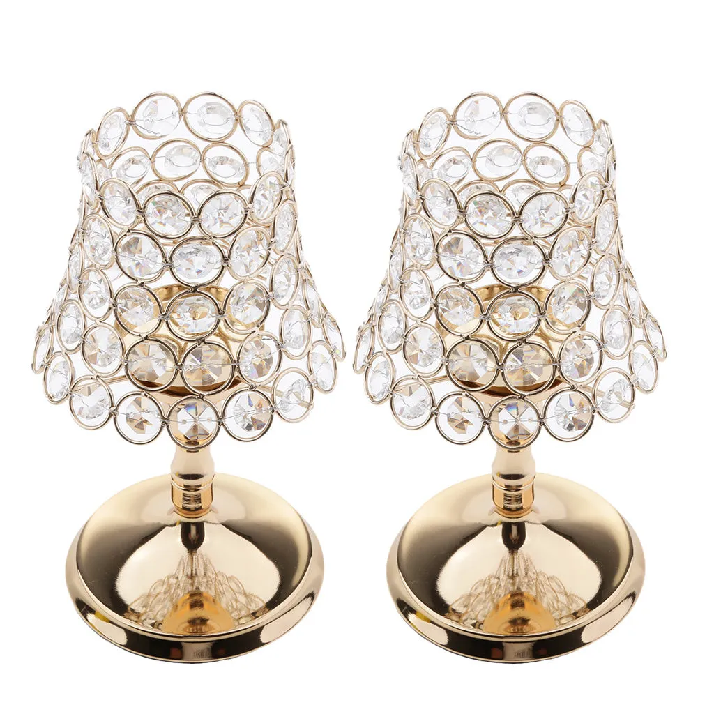 Iron candle holder with crystal bowl on a table, electroplated finish, 13x13x17 cm size suitable for flameless electronic candles