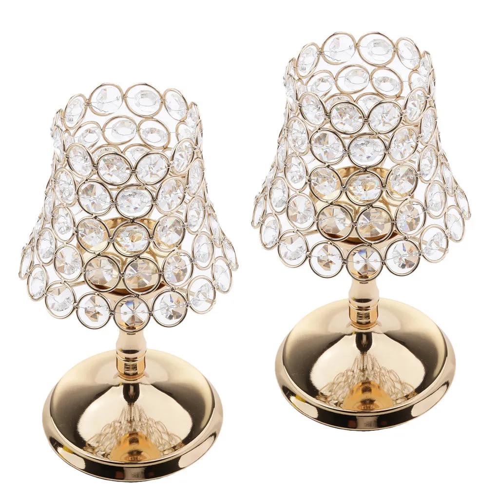 Iron candle holder with crystal bowl on a table, electroplated finish, 13x13x17 cm size suitable for flameless electronic candles