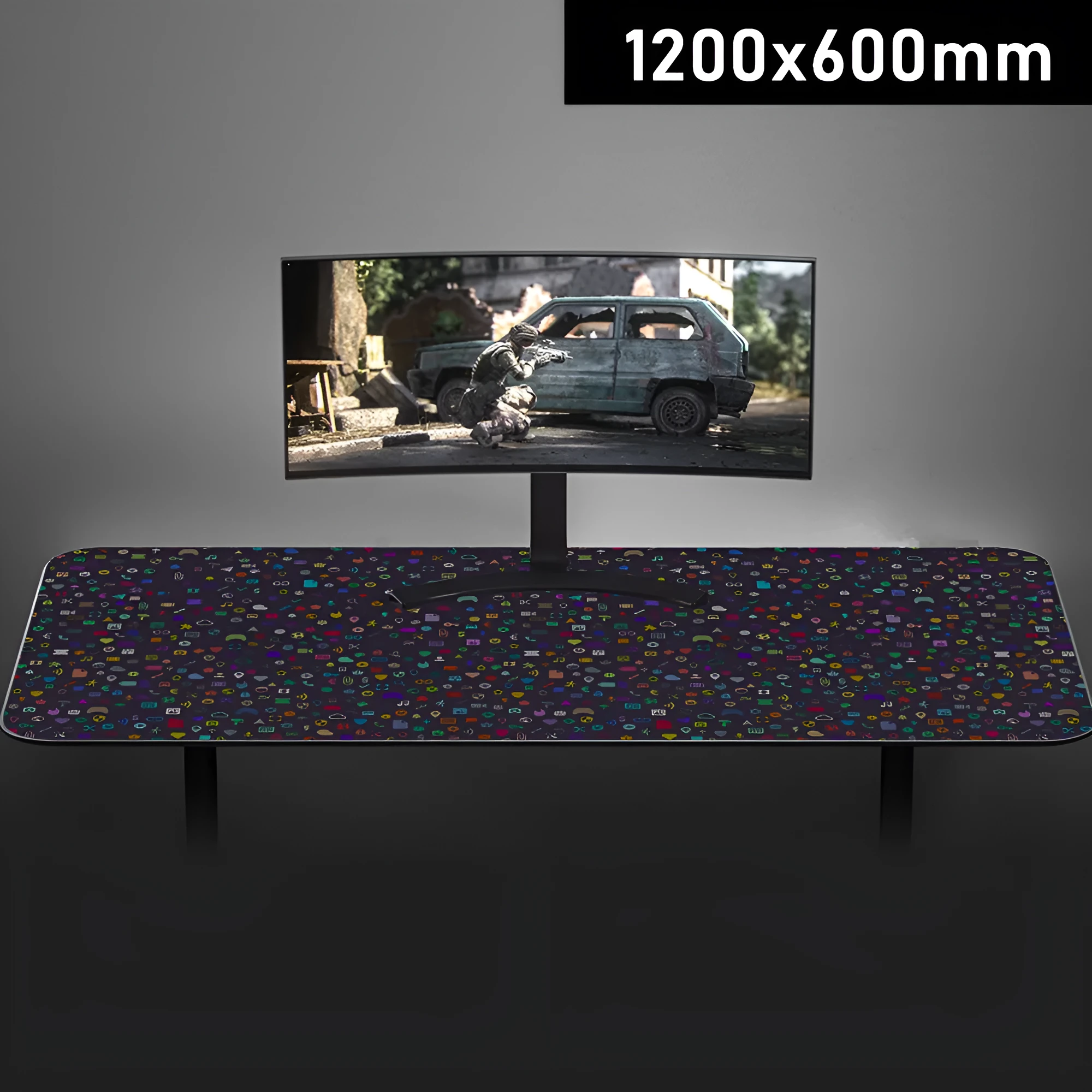 Desktop gaming mouse pad with rubber base and heat transfer pattern on cloth surface