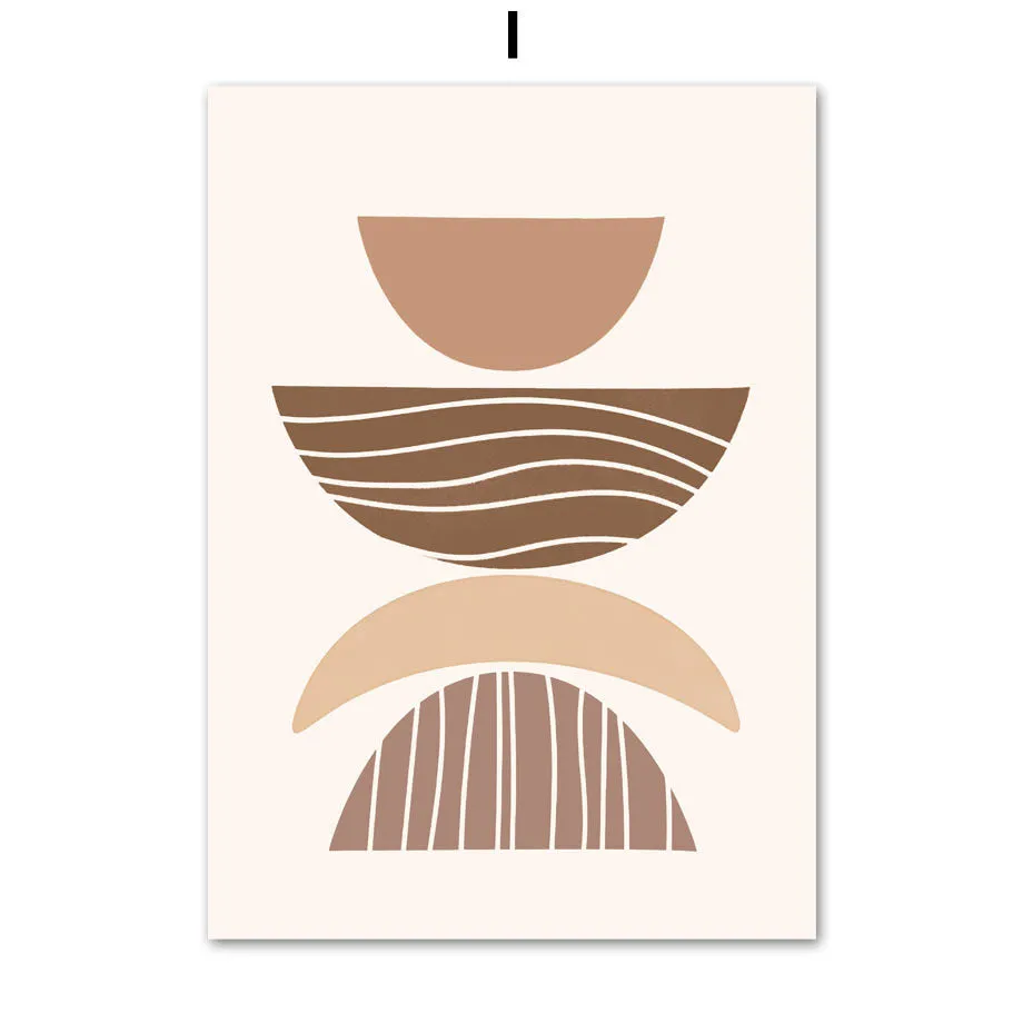 Geometric line leaves abstract boho canvas painting, oil on canvas, frameless, multiple size options
