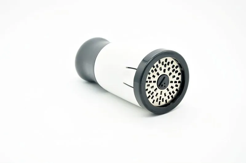Stainless steel rotary cheese grater with super sharp blade for chocolate fondue and hard cheeses, black and white, 17cm height