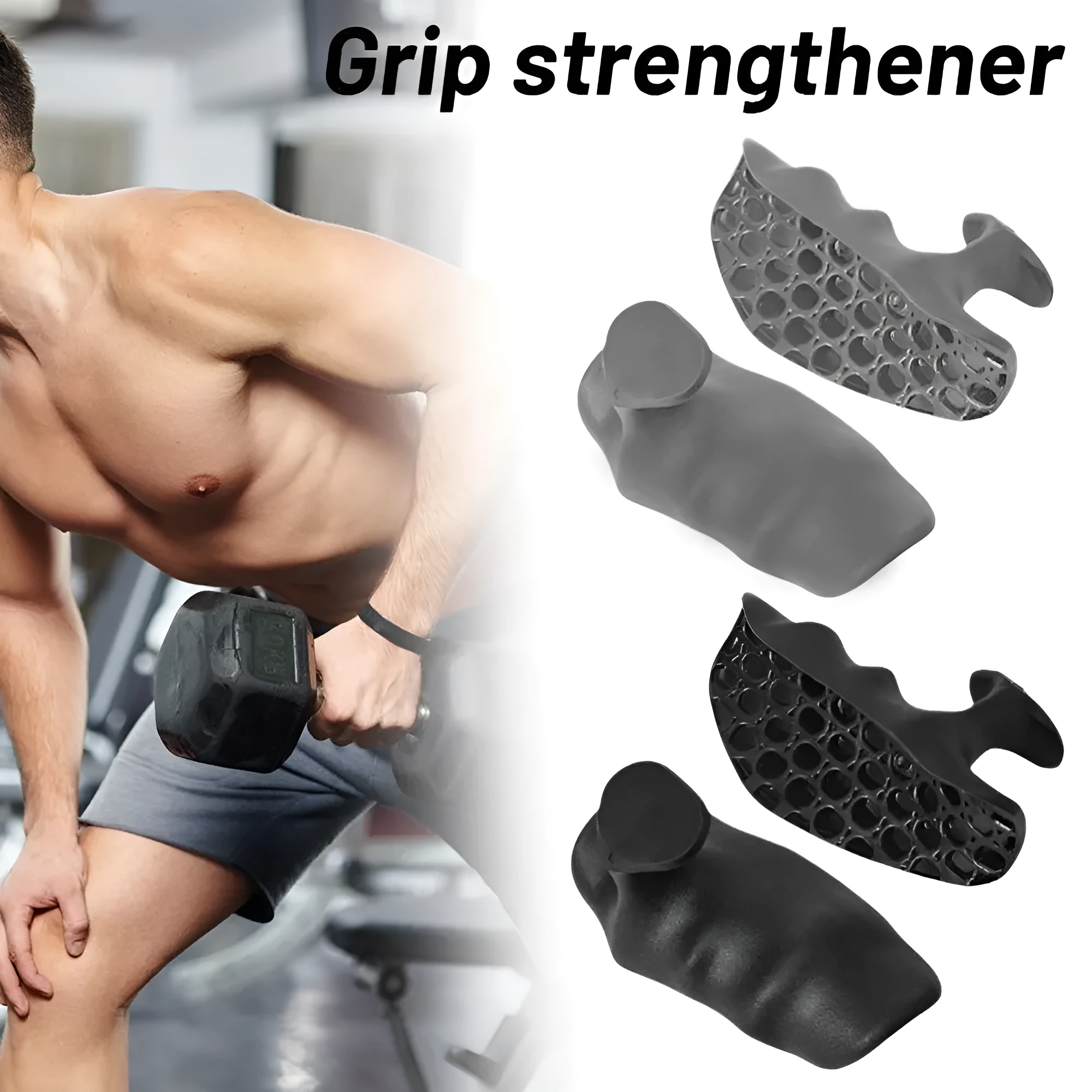 Anti-slip grip strengthener for dumbbell lifting in gray color