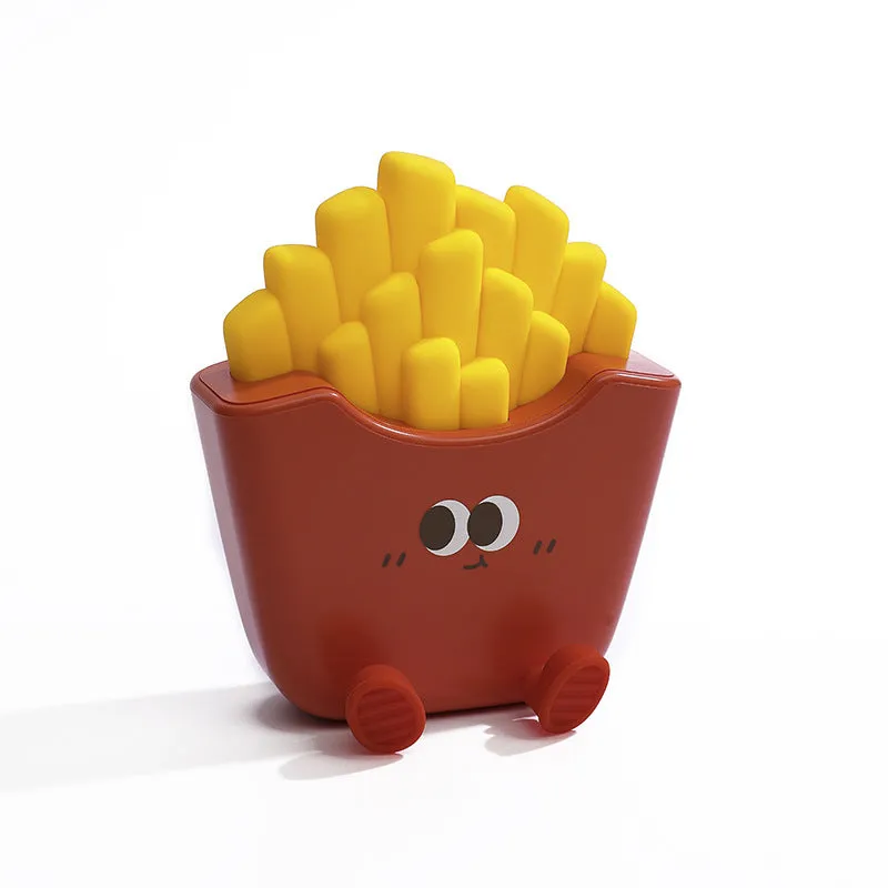 Creative cute French fries night light rechargeable lamp with three brightness levels, red green pink, 97x38x110mm