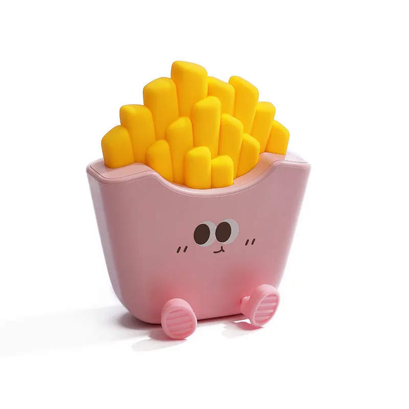 Creative cute French fries night light rechargeable lamp with three brightness levels, red green pink, 97x38x110mm