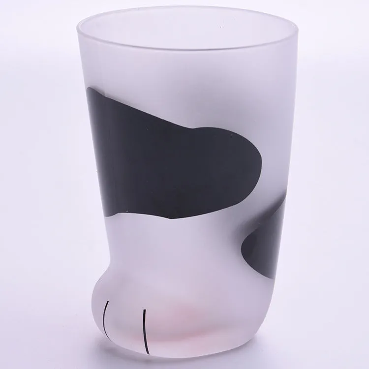 Creative cat paw glass mug with frosted finish and 300ml capacity