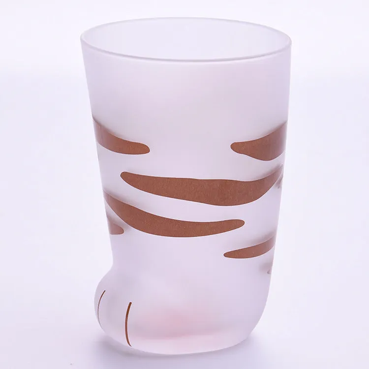Creative cat paw glass mug with frosted finish and 300ml capacity