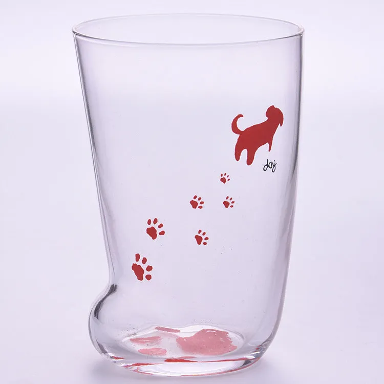 Creative cat paw glass mug with frosted finish and 300ml capacity
