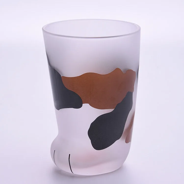 Creative cat paw glass mug with frosted finish and 300ml capacity