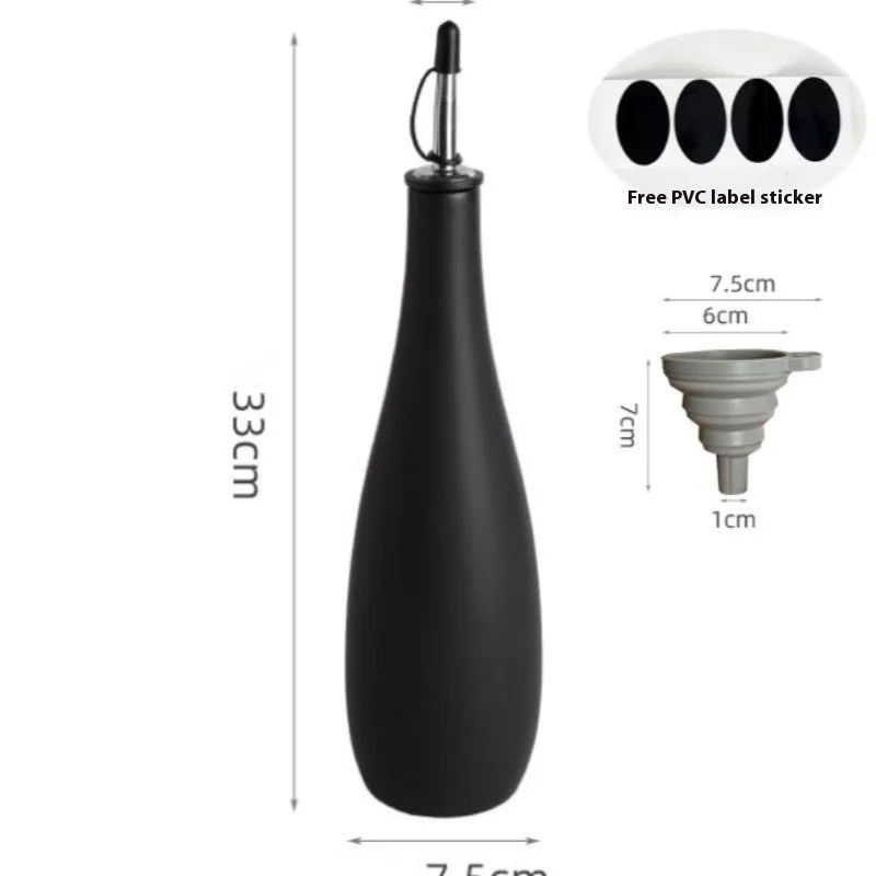 Ceramic oil pot with brush and funnel in black, coffee, or white colour, 650ml capacity