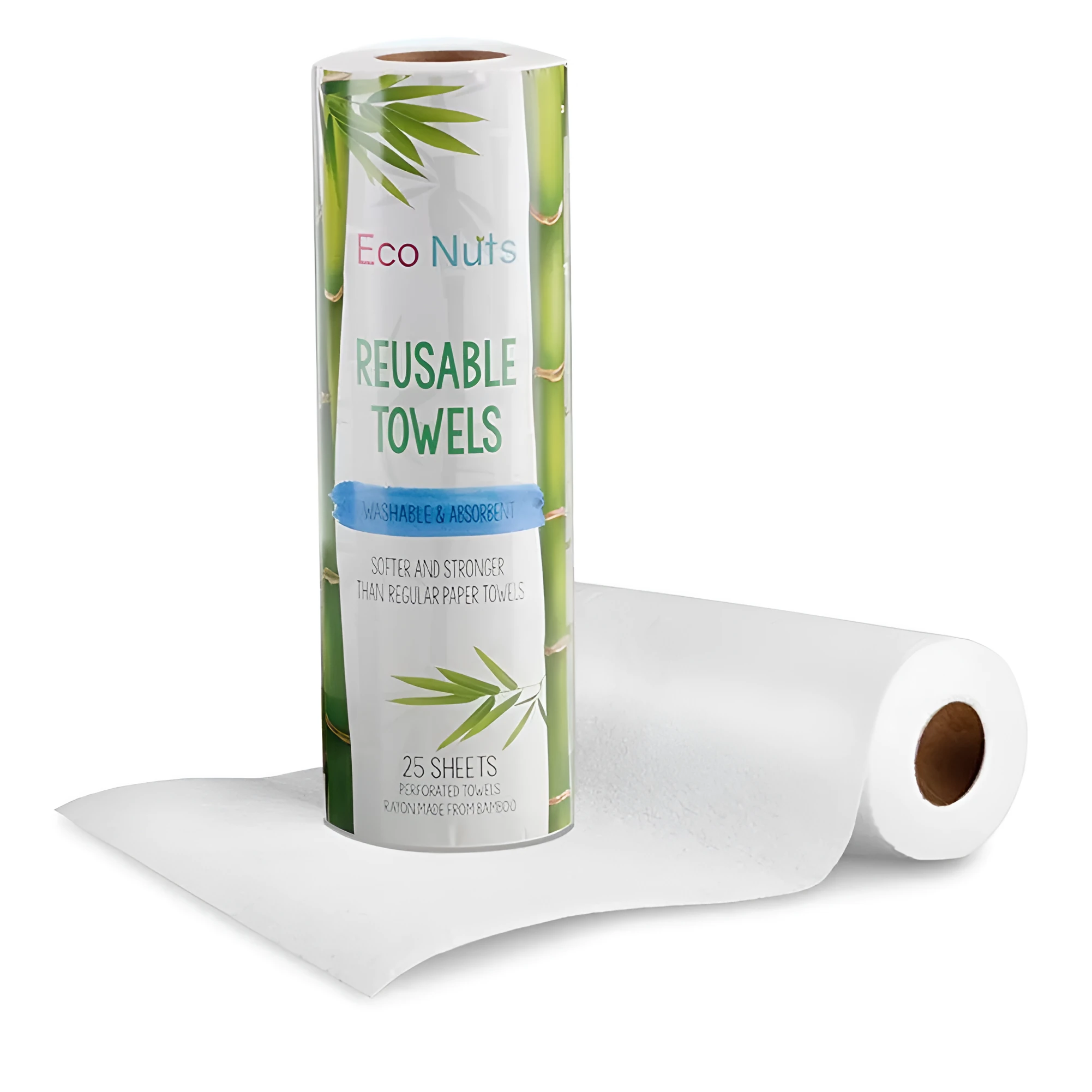 Roll of reusable bamboo kitchen dish cloth with thick soft absorbent fabric