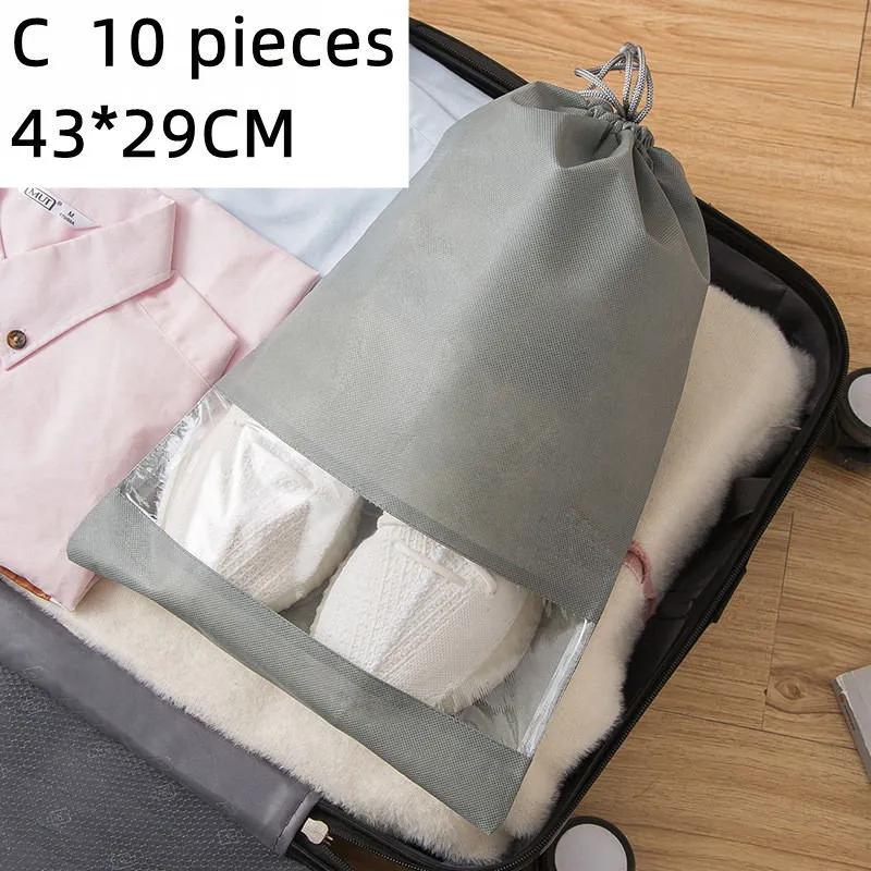 Grey shoe bag travel storage dust cover for shoes with 10-pack option