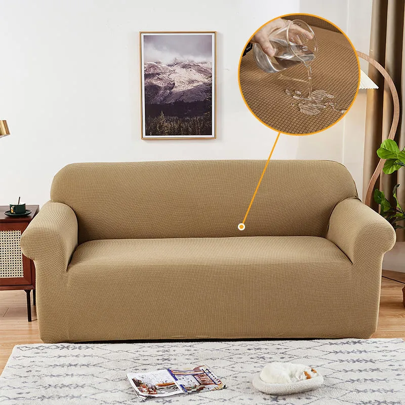 Waterproof jacquard polyester modular sofa cover set in black, with fitted style and one 40x40 cm pillowcase