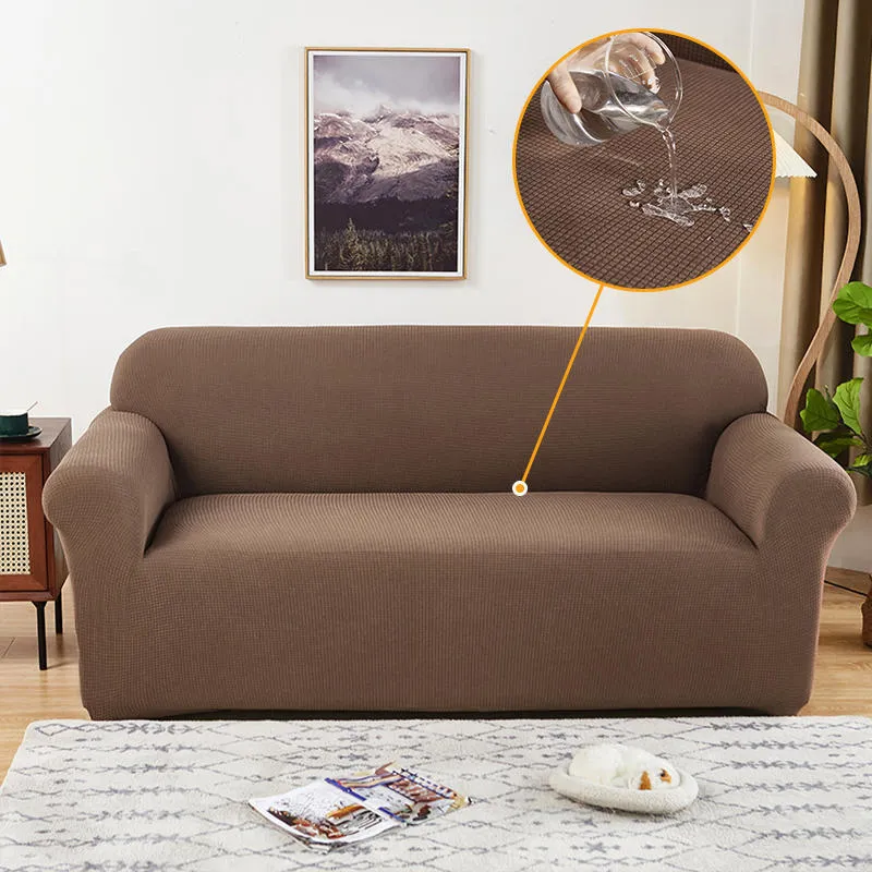 Waterproof jacquard polyester modular sofa cover set in black, with fitted style and one 40x40 cm pillowcase