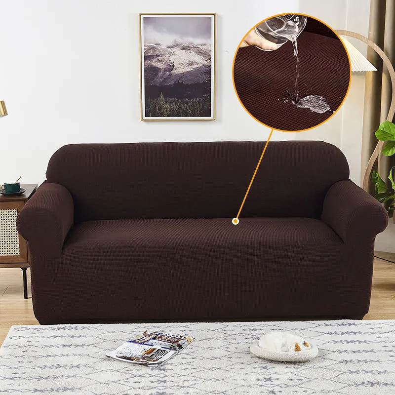 Waterproof jacquard polyester modular sofa cover set in black, with fitted style and one 40x40 cm pillowcase