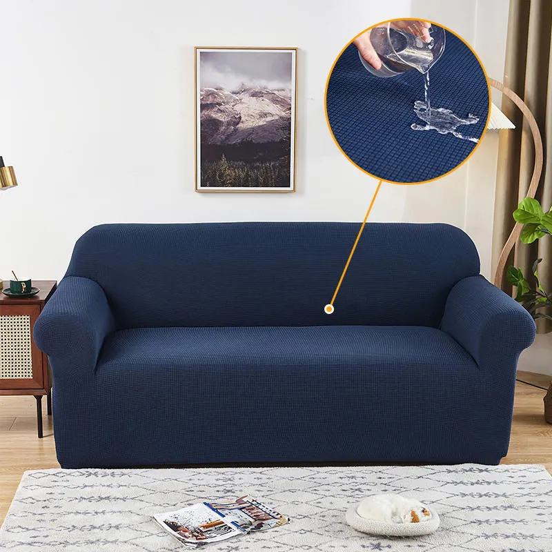 Waterproof jacquard polyester modular sofa cover set in black, with fitted style and one 40x40 cm pillowcase