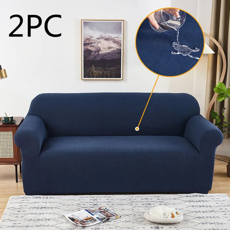 Waterproof jacquard polyester modular sofa cover set in black, with fitted style and one 40x40 cm pillowcase