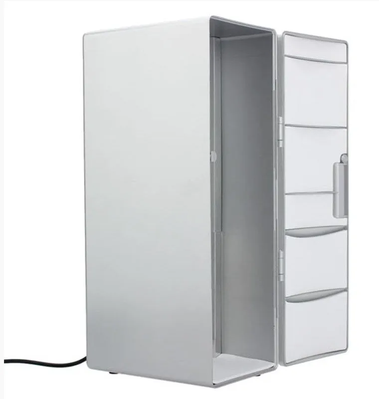 Mini USB fridge in compact 12x8.5x25cm size with USB cable, cooling and heating function