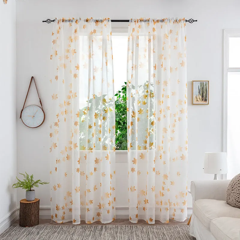 Polyester mesh curtain in beige, light transmission, bedroom window, modern simplicity style