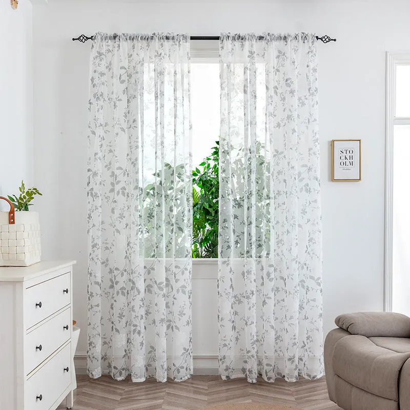 Polyester mesh curtain in beige, light transmission, bedroom window, modern simplicity style