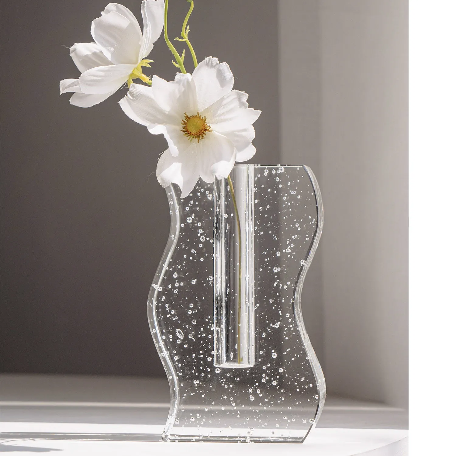 Transparent crystal vase from Solidification Series with fairy-spirit design for modern home decoration