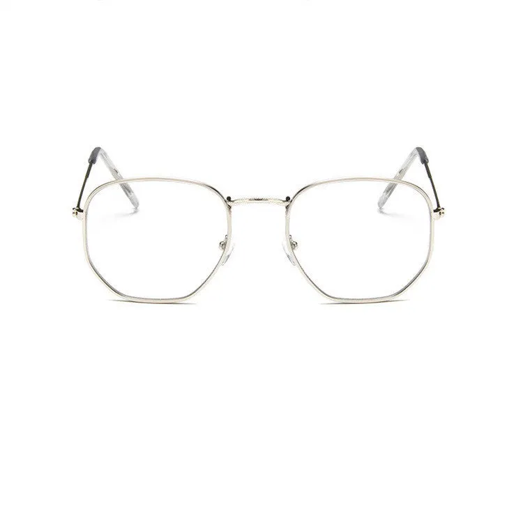 Retro street sunglasses with gold frame and transparent blue resin lenses
