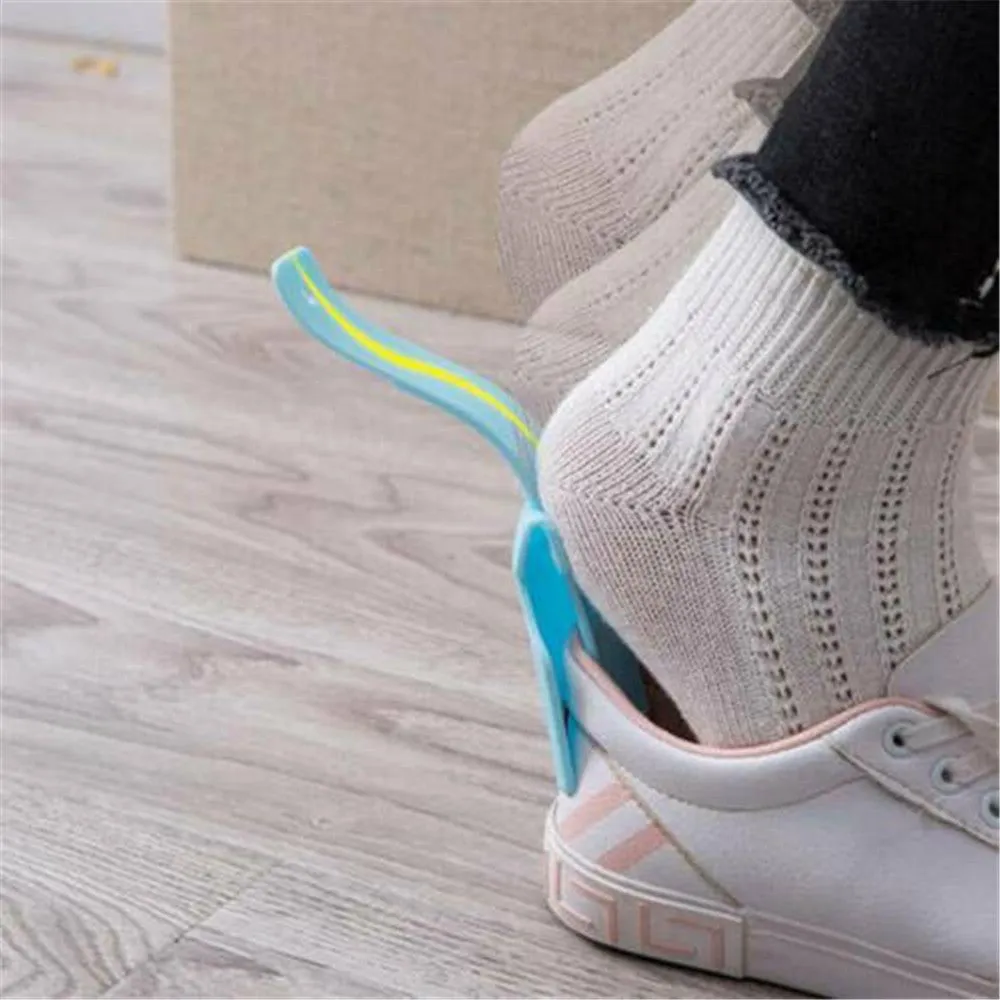 Lazy shoe lifter PP plastic polypropylene shoehorn 16.5 x 4.6cm compact size lightweight 18.5g shoe helper for easy slip-on no bending home use multiple colour options blue grey pink red white