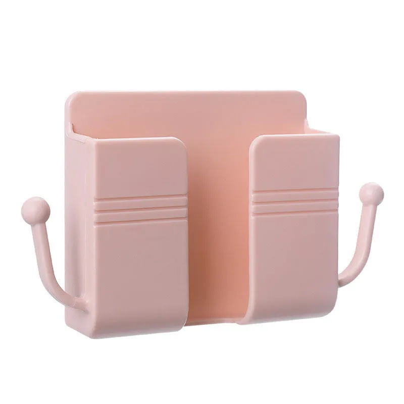 PP plastic paste wall storage box in Nordic blue with adhesive sticker mount, sealed lid, on a clean wall