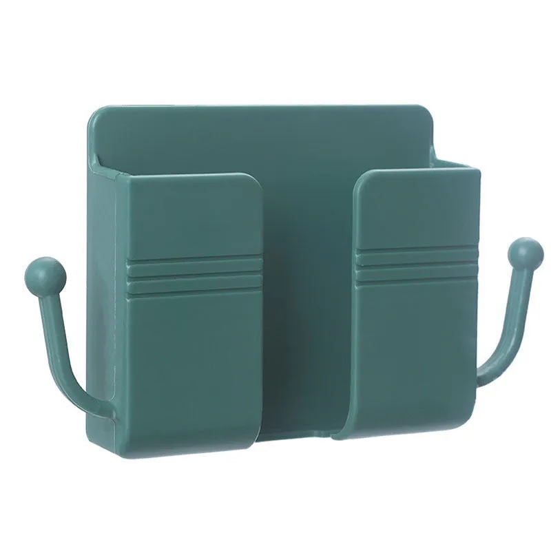 PP plastic paste wall storage box in Nordic blue with adhesive sticker mount, sealed lid, on a clean wall