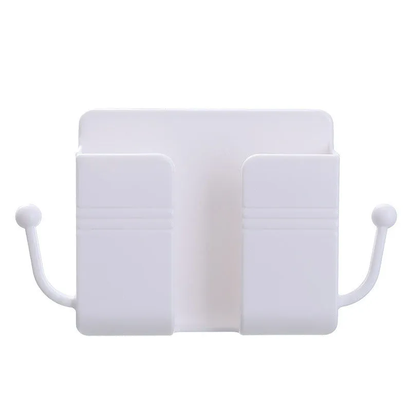 PP plastic paste wall storage box in Nordic blue with adhesive sticker mount, sealed lid, on a clean wall