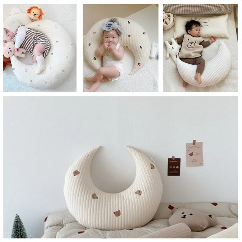 Anti-mite pure cotton baby nursing U-shape pillow in bear pattern, 56x65cm size