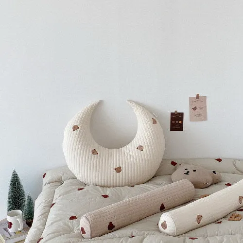 Anti-mite pure cotton baby nursing U-shape pillow in bear pattern, 56x65cm size