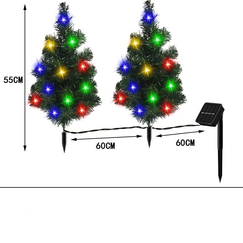 Solar Christmas tree lamp garden decoration with IP65 ABS construction placed in outdoor courtyard