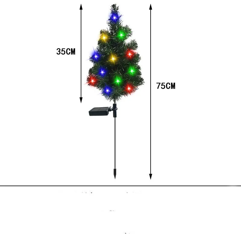 Solar Christmas tree lamp garden decoration with IP65 ABS construction placed in outdoor courtyard