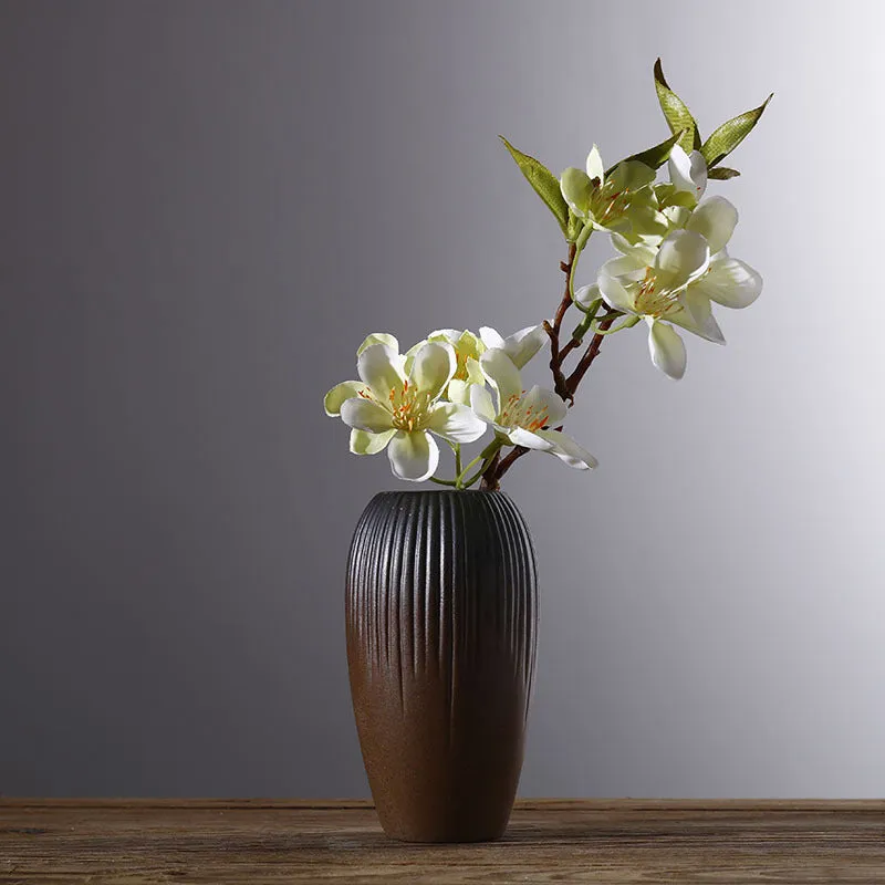 Glazed ceramic small vase in creative Japanese style as decorative ornament with six colour options