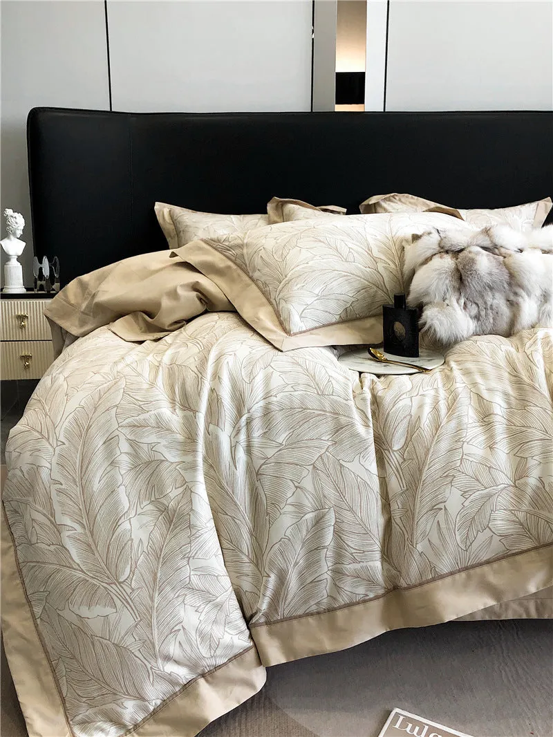 Long-staple cotton printed four-piece bedding set with geometric pattern, sanded fabric, digital print, European classical style