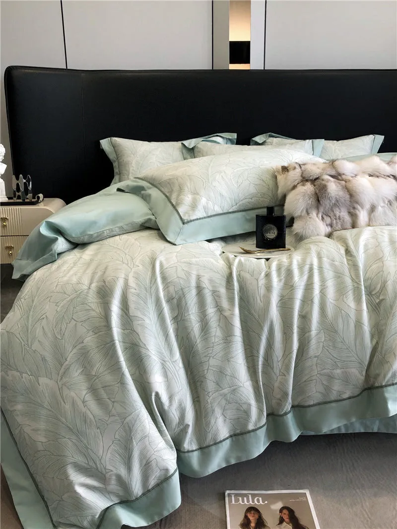 Long-staple cotton printed four-piece bedding set with geometric pattern, sanded fabric, digital print, European classical style