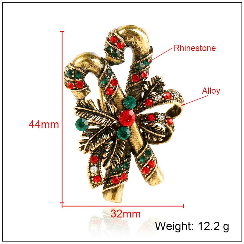 Christmas suit pin brooch in ancient gold with artificial gems, bell shape on alloy base