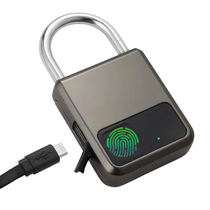 Smart Fingerprint Padlock Waterproof Anti-theft with rechargeable lithium battery for locker and luggage security
