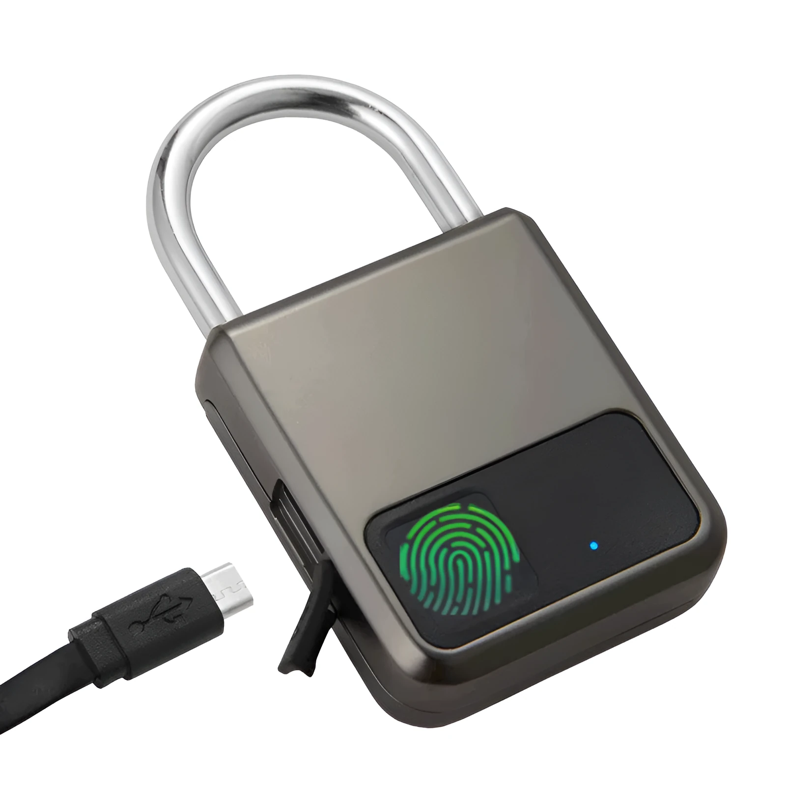 Smart Fingerprint Padlock Waterproof Anti-theft with rechargeable lithium battery for locker and luggage security