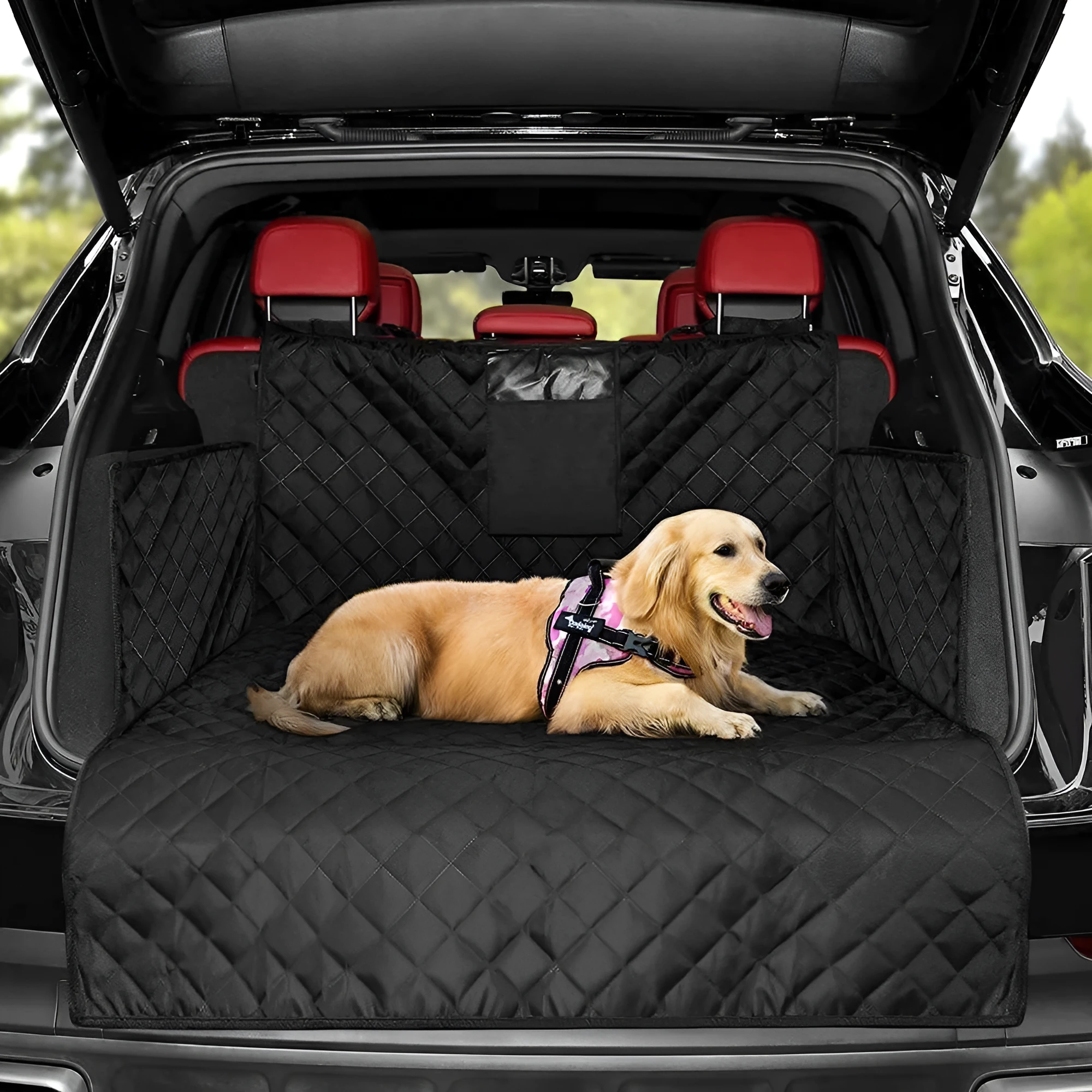 New waterproof dog car boot mat in grey 600D Oxford cloth with anti-skid net and storage bag for medium and large dogs