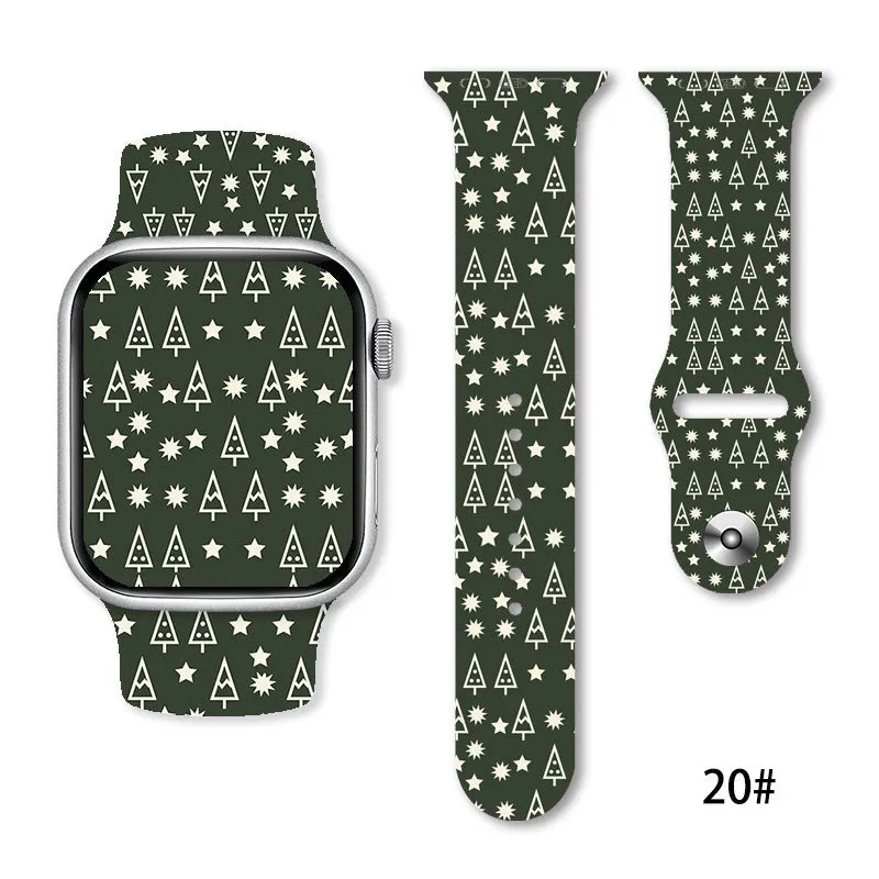 Christmas silicone watch strap in solid colour style 01, fitting 38-49mm watch cases with push-pin fitting