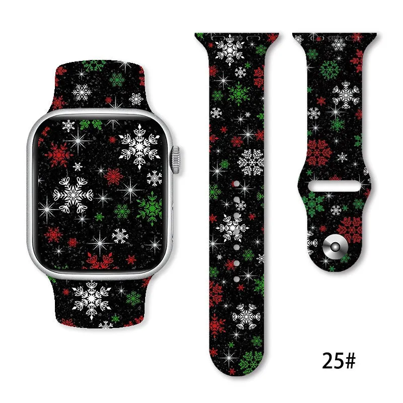 Christmas silicone watch strap in solid colour style 01, fitting 38-49mm watch cases with push-pin fitting