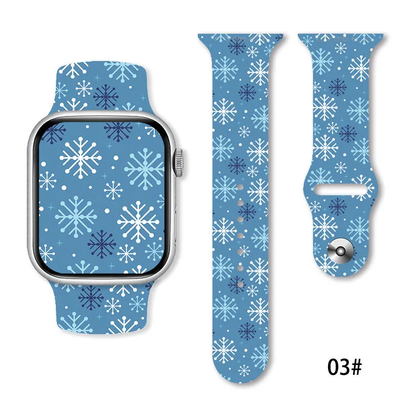 Christmas silicone watch strap in solid colour style 01, fitting 38-49mm watch cases with push-pin fitting
