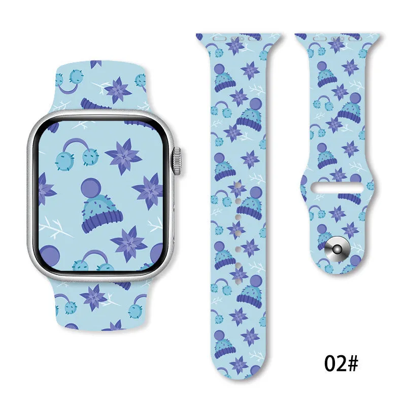 Christmas silicone watch strap in solid colour style 01, fitting 38-49mm watch cases with push-pin fitting