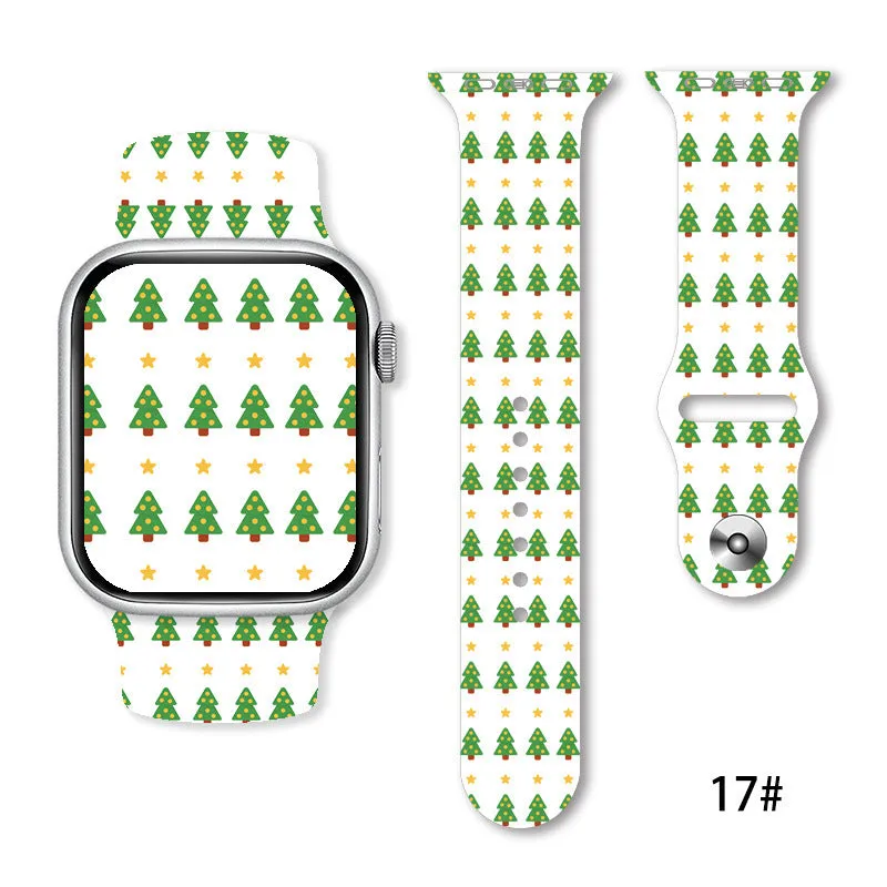 Christmas silicone watch strap in solid colour style 01, fitting 38-49mm watch cases with push-pin fitting