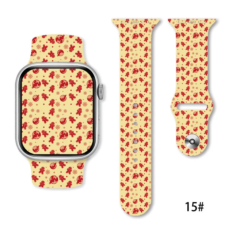 Christmas silicone watch strap in solid colour style 01, fitting 38-49mm watch cases with push-pin fitting