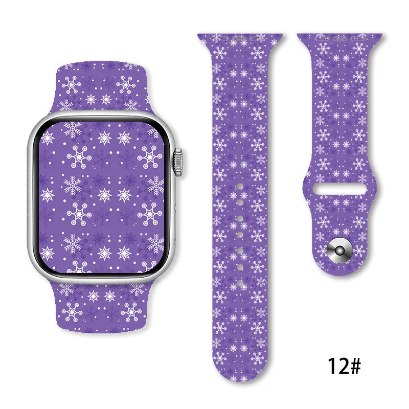 Christmas silicone watch strap in solid colour style 01, fitting 38-49mm watch cases with push-pin fitting