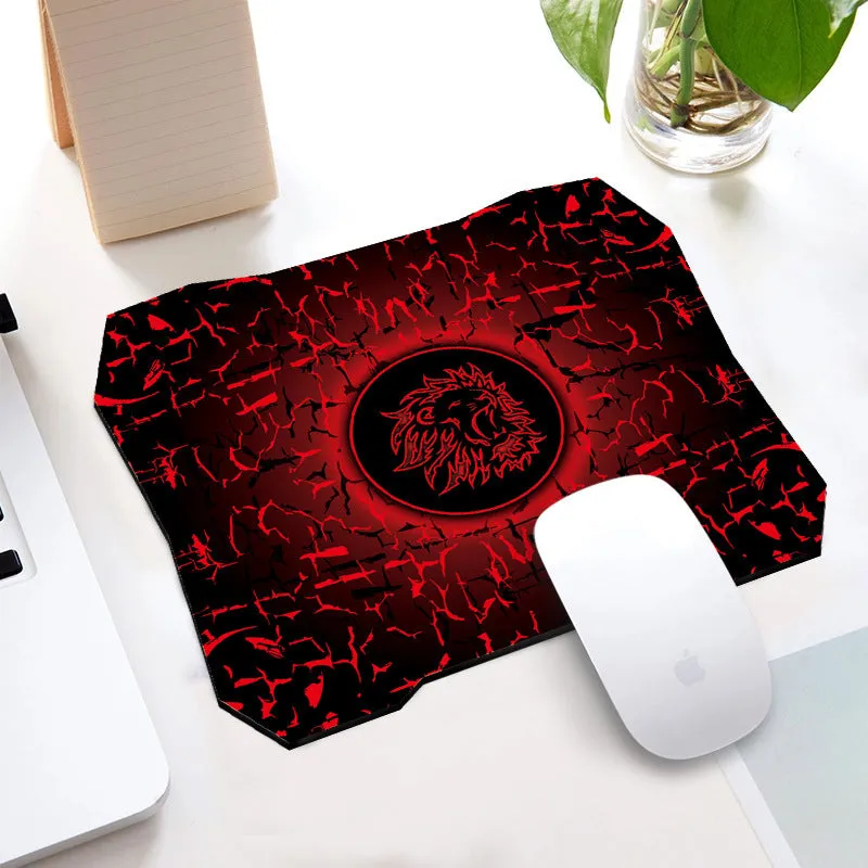 Office gaming mouse pad with rubber cloth construction and roar pattern in orange colour